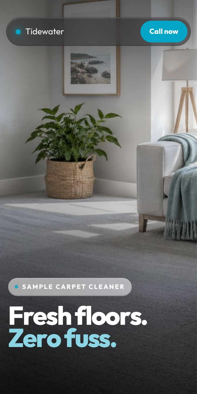 Example carpet cleaning website on a phone