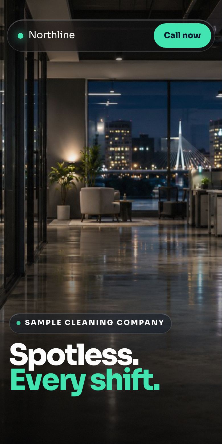 Example cleaning company website on a phone